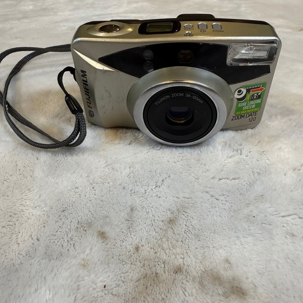 Fujifilm Zoom Date 120 35mm Film Camera Fujinon 38-120mm Lens Silver Vintage